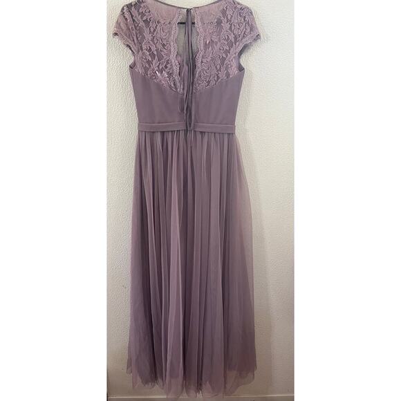 Lavender Bridesmaid/Prom Lace Sleeve V Neck Dress - FOR HER AND FOR HIM - Picture 2 of 11